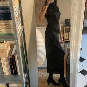 Issey Miyake Pleats Please Set mockneck tank and maxi skirt Black